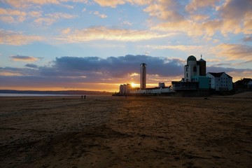 sunset on city beach