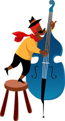 Little boy playing a jazz contrabass, EPS 8 vector illustration