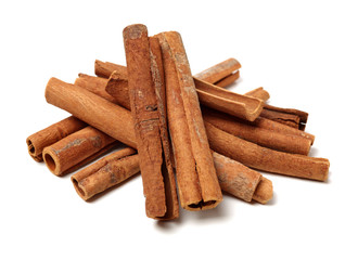 Cinnamon on white background