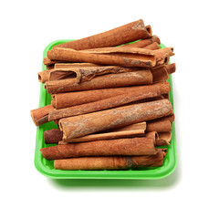 Cinnamon on white background