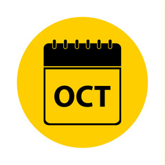 October Calendar Yellow Vector Icon