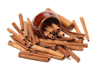 Cinnamon on white background