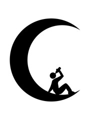 saufen mond bier trinken betrunken alkohol durst flasche party liebe sichelmond halbmond nacht vollmond cool clipart design himmel trabant luna