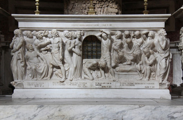 racconto del martirio di San Giovanni Battista; altare della Cappella di San Giovanni Battista nella Cattedrale di Genova