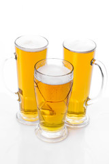 Beer mugs isolated white background