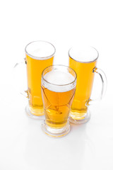 Beer mugs isolated white background