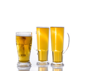 Beer mugs isolated white background