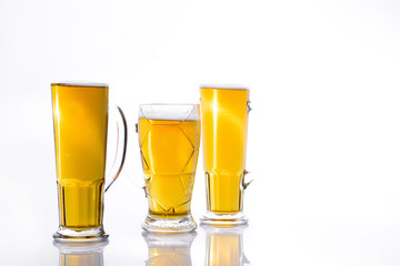 Beer mugs isolated white background