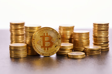 golden bitcoin, conceptual image for crypto currency