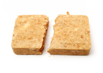 Compressed biscuit food  on white background
