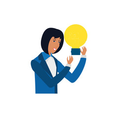 business woman with light bulb