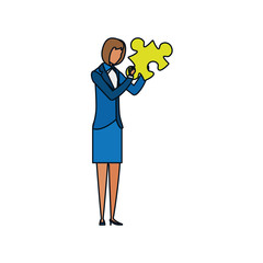 business woman with puzzle piece