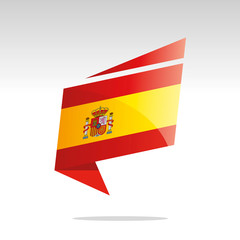 New abstract Spain flag origami logo icon button label vector