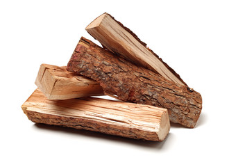 Pile of firewood isolated on a white background