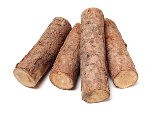 Pine logs on white background