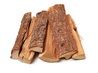 Pile of firewood isolated on a white background