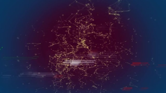 Constellation moving in center of video with sizzle on background 