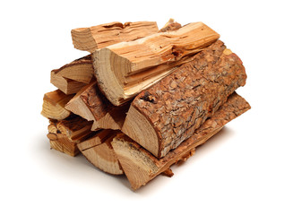 Pile of firewood isolated on a white background