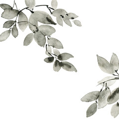 Watercolor tree leaves