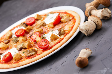 pizza with mushrooms