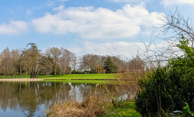 Panoramic view of Octagon Lake in Stowe, Buckinghamshire, United Kingdom