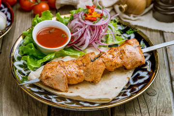 chicken kebab on a plate