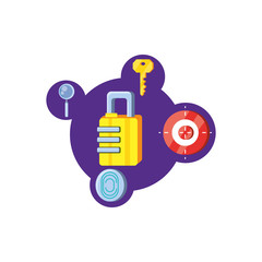 safe padlock with security icons