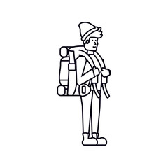 traveler man with travel bag avatar character