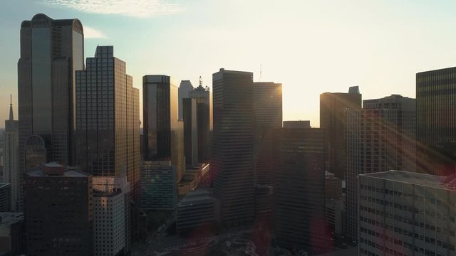 4K Dallas Skyline Aerial Sunset East Side Drone Reveal