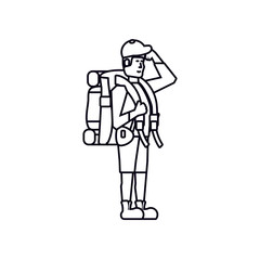 traveler man with travel bag avatar character