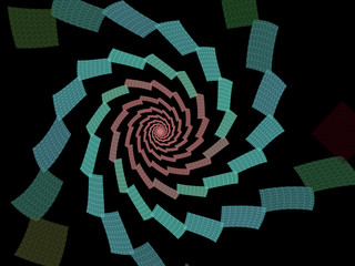 Cyan Spiral Background Image, Illustration - Infinite repeating spiral, color vortex. Recursive symmetrical patterns of colorful warped rectangles, abstract twisted square geometric patterns