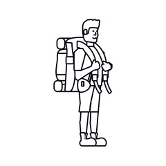 traveler man with travel bag avatar character