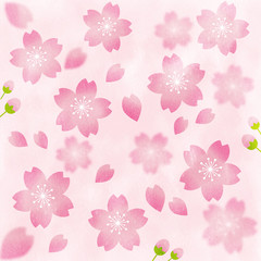 水彩絵風の桜背景イラスト（ピンク）