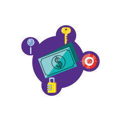 bills dollars with security icons