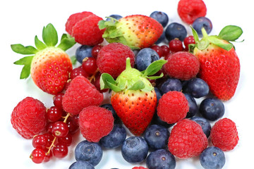 mix fresh berries isolated with white background
