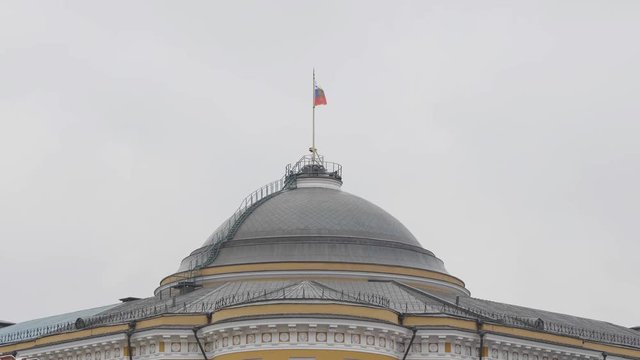Kremlin Moscow Dome of Senate building Russian Flag tower