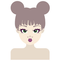 woman face flat illustration on white