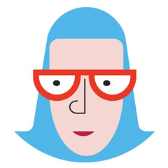 woman face flat illustration on white