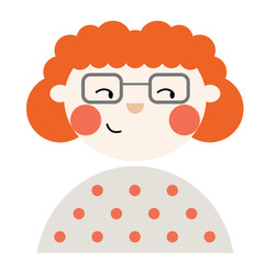 woman face flat illustration on white