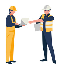 couple of men builders working