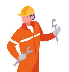 industrial worker with tools avatar character