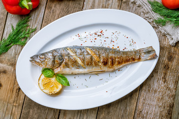 Fried sea bass
