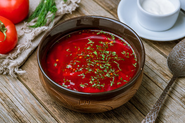 Borscht with sour cream