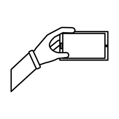 hand human with smartphone icon