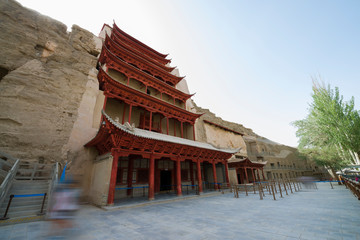 Nine floors temple in Cave 96 also called the nine storey building of the Mogao Grottoes. Mogao caves is a very famous and popular landmark in Dunhuang, China