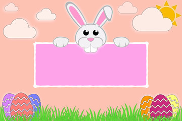 easter card with bunny and eggs