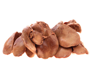 Chicken liver on a white background