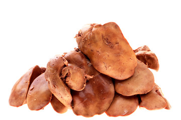 Chicken liver on a white background