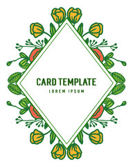Vector illustration lettering of card template with frame flower orange and yellow