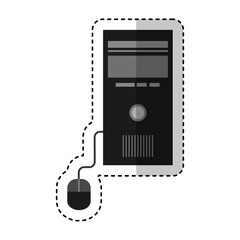 computer desktop cpu with mouse isolated icon